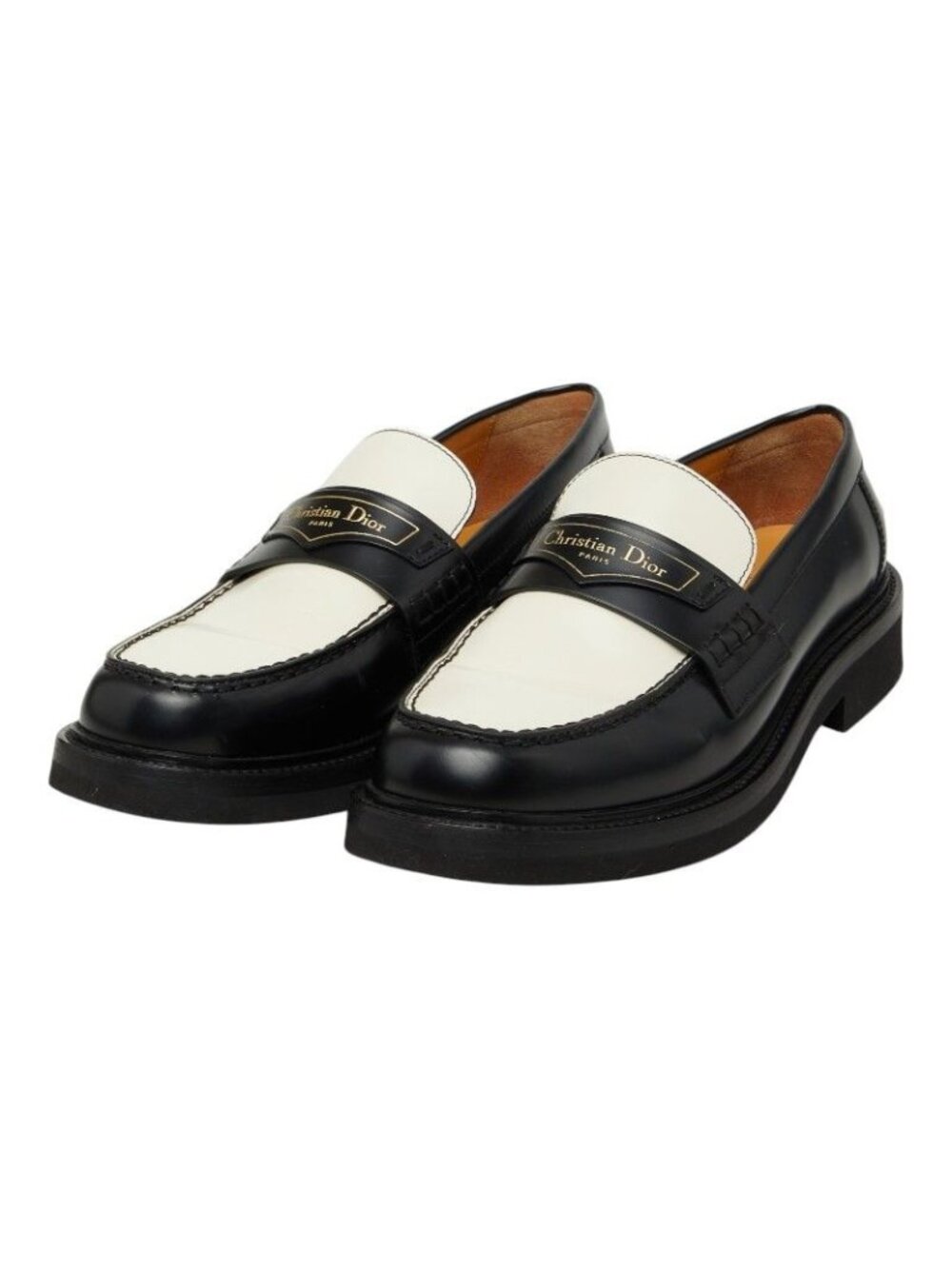Dior Boy Loafers Bicolor Black White Leather 37.5
